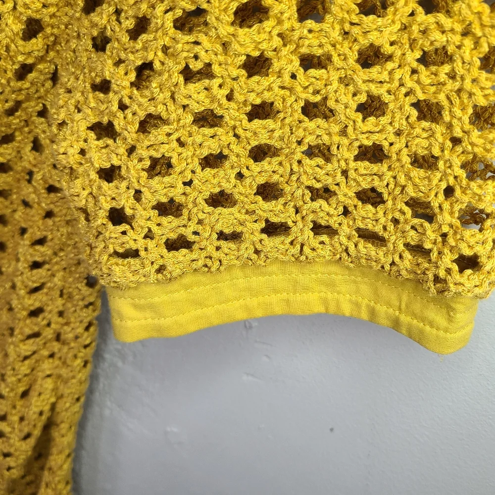 Anthropologie Angel Of The North Open Knit Mustard Top - Picture 10 of 11